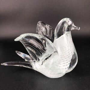 Murano Hand-Blown Art Glass Bullicante Controlled Bubbles Dove Bird
